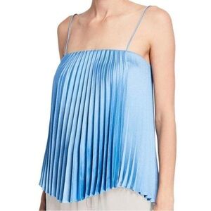 Vince Baby Blue Accordion Pleated Satin Cami Top Size medium